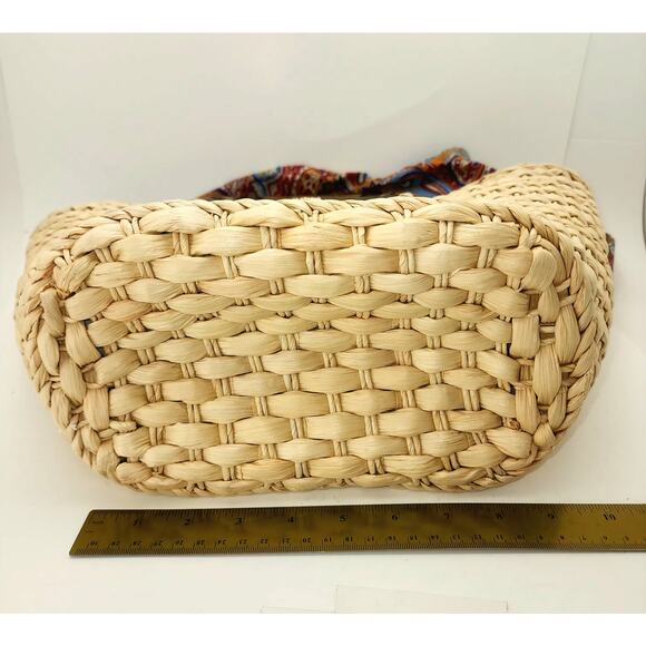 Straw Studio Tote Bag Resort Beach Rattan Handles Lined Boho Market Tote NWT - Picture 8 of 12
